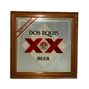 DOS EQUIS Mexican Beer Advertising Mirror 16.5x16.5" MANCAVE‎ BAR VINTAGE